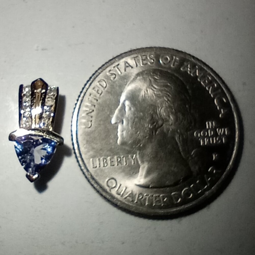 LAST ONE!  14Kt Yellow Gold Blue Tanzanite Slide with Diamond-Studded Bail - Picture 3 of 5